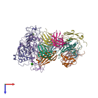 PDB entry 8wnu coloured by chain, top view.