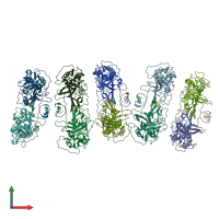 PDB entry 8wo0 coloured by chain, front view.