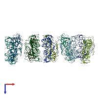 PDB entry 8wo0 coloured by chain, top view.