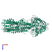 PDB entry 8wom coloured by chain, top view.