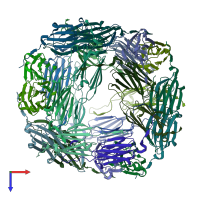 PDB entry 8wp9 coloured by chain, top view.