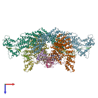 PDB entry 8wqa coloured by chain, top view.