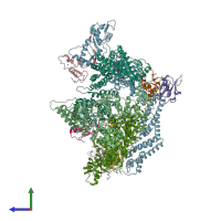 PDB entry 8wqb coloured by chain, side view.