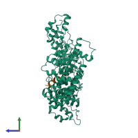 PDB entry 8wqi coloured by chain, side view.