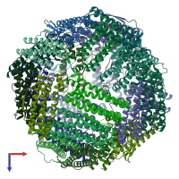 PDB entry 8wqv coloured by chain, top view.