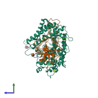 PDB entry 8wrl coloured by chain, side view.