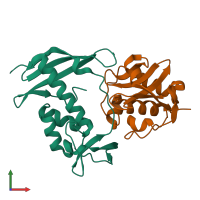 PDB entry 8wt4 coloured by chain, front view.