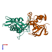 PDB entry 8wt4 coloured by chain, top view.