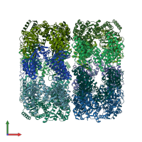 PDB entry 8wu4 coloured by chain, front view.