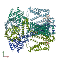 PDB entry 8wui coloured by chain, front view.