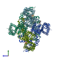 PDB entry 8wui coloured by chain, side view.