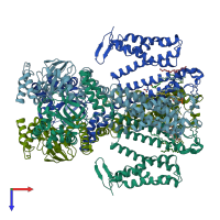 PDB entry 8wui coloured by chain, top view.