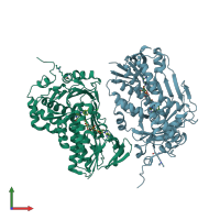 PDB entry 8wvb coloured by chain, front view.