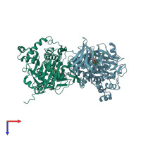 PDB entry 8wvb coloured by chain, top view.