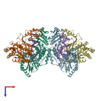 PDB entry 8x20 coloured by chain, top view.