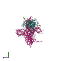 PDB entry 8x91 coloured by chain, side view.