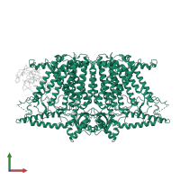 Calcium permeable stress-gated cation channel 1 in PDB entry 8xaj, assembly 1, front view.