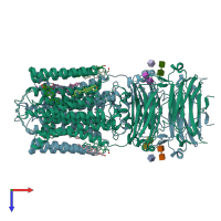 PDB entry 8xbs coloured by chain, top view.