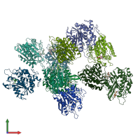 PDB entry 8xga coloured by chain, front view.