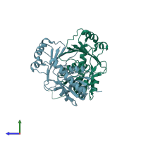 PDB entry 8xj3 coloured by chain, side view.