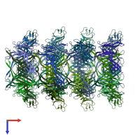 PDB entry 8xkn coloured by chain, top view.