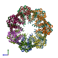 PDB entry 8xn4 coloured by chain, side view.