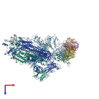 PDB entry 8xsl coloured by chain, top view.