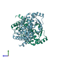 PDB entry 8xu5 coloured by chain, side view.