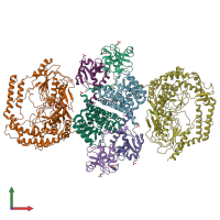PDB entry 8xud coloured by chain, front view.
