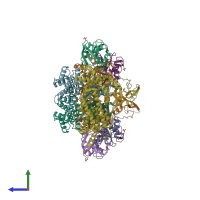 PDB entry 8xud coloured by chain, side view.