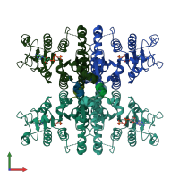 PDB entry 8y2h coloured by chain, front view.