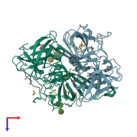 PDB entry 8y6c coloured by chain, top view.