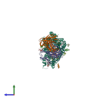PDB entry 8y6i coloured by chain, side view.