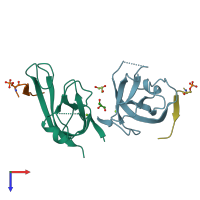 PDB entry 8yfn coloured by chain, top view.