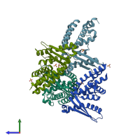 PDB entry 8yl8 coloured by chain, side view.