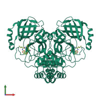 Monomeric assembly 1 of PDB entry 8yls coloured by chemically distinct molecules, front view.