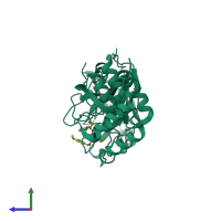 PDB entry 8yls coloured by chain, side view.