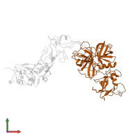 Transmembrane protease serine 2 non-catalytic chain in PDB entry 8yqq, assembly 1, front view.