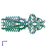 PDB entry 8yr4 coloured by chain, top view.