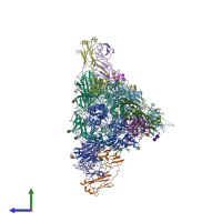 PDB entry 8zbz coloured by chain, side view.