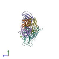 PDB entry 8zc5 coloured by chain, side view.