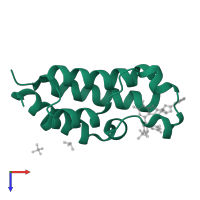 Bromodomain-containing protein 4 in PDB entry 8zmb, assembly 2, top view.