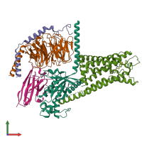 PDB entry 8zrk coloured by chain, front view.