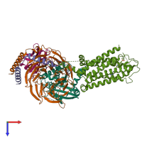 PDB entry 8zrk coloured by chain, top view.