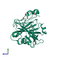 PDB entry 8zwv coloured by chain, side view.