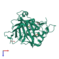 PDB entry 8zwv coloured by chain, top view.