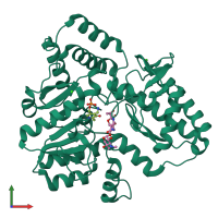 PDB entry 9au3 coloured by chain, front view.