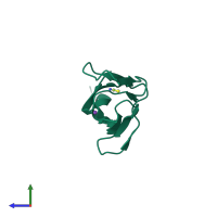 PDB entry 9avk coloured by chain, side view.