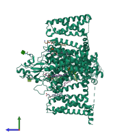 PDB entry 9ayg coloured by chain, side view.