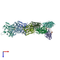 PDB entry 9azq coloured by chain, top view.